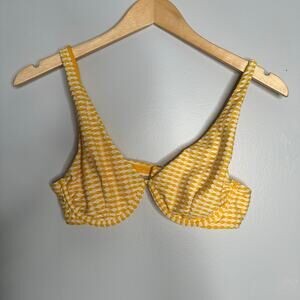 Cabana De‎ Sol Women's Yellow and White Textured Underwire Bikini Top Size M